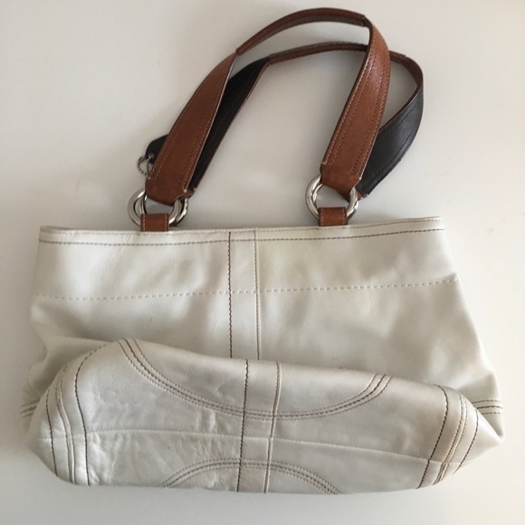 White/Tan Coach purse - Picture 3 of 6